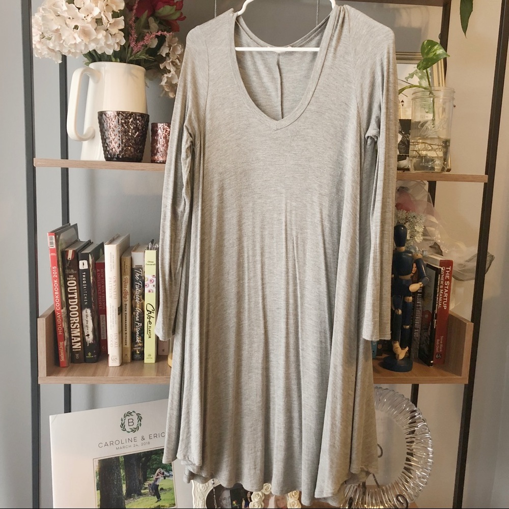 Long Sleeve Grey Jersey Dress